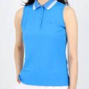 G/Fore Pleated Collar Tech Nylon Sleeveless Polo CERULEAN Blue Size XL NWT Photo 9