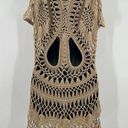 PilyQ  Crochet Cover Up Dress Brown Cold Shoulder Cover-Up Women's Size XS/S Photo 4