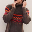 Lou & grey LOU GREY LOFT Fair Isle Sweater Brown Multi Nordic Nylon Wool Turtleneck Medium Photo 1