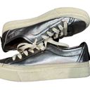  ALL SAINTS Metallic Pewter Silver Milla Leather Platform Sneakers Size Photo 2