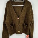 Cider  WOOL-BLEND CABLE KNIT V-NECK POCKET BUTTON CARDIGAN CURVE Size 2XL Photo 2