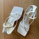 EGO White  Square Toe Sandal Heels Photo 4
