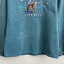 Vintage 90s Blue Yosemite Embroidered Wolf Mountain Crewneck Pullover Sweatshirt Size M Photo 3