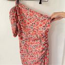 SheIn  Belle One Shoulder Ruched Ruffle Hem Floral Zip Closure Midi Dress L Photo 3