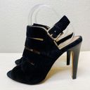 Isola  Black Strappy Suede Peep Toe Heel Sandals Size 9.5 Womens Photo 0