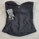 DKNY  Black Bandeau Ruched Tie Tankini Swimsuit Top Women's Medium Convertible Photo 5