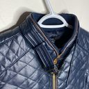 FATE. navy faux leather quilted zippered vest with pockets size L Photo 98