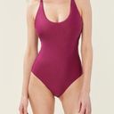 ANDIE  Swim Plum Baia Scoop Neck Cross Strap Back One Piece Swimsuit Sz L NWT Photo 2