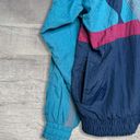 Athletic Works  90s Geometric Windbreaker Adult S Nylon Bright Blue Navy Vintage Photo 2