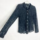 BCBGMAXAZRIA  Lace Black Button Down Top Size Medium Photo 2