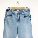 Good American  Good Boy Straight Leg Split Hem Jeans High Waist Blue Size 14/32 Photo 2