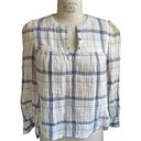 Rebecca Taylor La Vie  Crepe Cotton Pink & Blue Plaid Long Sleeve Top - Small Photo 0