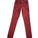 Dear John  Velvet Jeans Women Sz 27 Giselle High Waist Skinny Pants Dark Red #N11 Photo 11