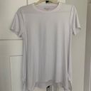 Athleta  White Short Sleeve Workout T-Shirt Essence Flowy Handkerchief Hem Photo 0