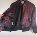 Cinq à Sept  Venus Lamé Bomber Jacket Wine Metallic Satin Trim Size XS Photo 3