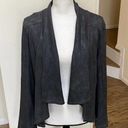 Krisa  Charcoal Gray Metallic Coated Open Front Cardigan Top Photo 0