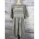 Petal  Roz Stripe Dress Womens Size L Black White Elbow Praire Peasant Flare Photo 1