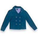 American Eagle Y2K  Teal Blue Big Button Double Breasted Pea Coat Size Large Photo 3