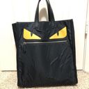 Fendi  Vitello black Monster Yellow Eyes Nylon Tote Photo 0