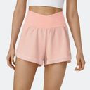 Halara High Waisted Crossover Mesh 2-in-1 Casual Shorts Peach Pink Size XS Photo 0