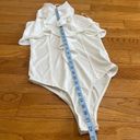 ZARA  NWT white ruffled rib bodysuit corset Sz L stretchy Photo 6