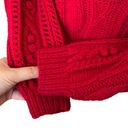 Krass&co  Cashmere Blend Wool Cable Knit Pullover Sweater Red Boxy Women’s Size Small Photo 8