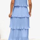 Tiered Midi Dress Blue Size M Photo 2