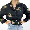 Coldwater Creek 00s  Vintage Black Pink Floral Embroidered Button Up Photo 8