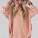 Edge NEW Dusty Peach Bohemian Exposed Seam Raw  Hi Lo Hemline Top Size Large Photo 0