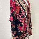 Angie  Women's Boho Rayon Floral Kimono Cardigan Lightweight Black Size M Photo 6