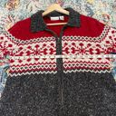 Croft & Barrow vintage Christmas fair isle zip up wool blend sweater Photo 4