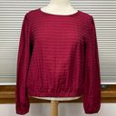 Loft  NWT Berry Striped V Wrap Back Long Sleeve Cropped Top Size Small Photo 1