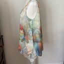 Live and let live  Floral v neck tank Top Sleeveless shell Blouse orange blue Photo 1