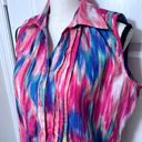 Lemon Grass Studio Lemongrass Sleeveless Collared Button Down Shirt size L Pink Blue Multicolor Photo 3