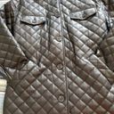 Topshop  Quinn Button Up Belted Faux Leather Quilted Black Jacket Womens Size 6 Photo 4