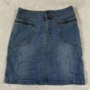 prAna  Women's Broadway Denim Skirt in Dark Wash Blue, Size 10 Photo 0