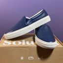 Soludos  Women's Ibiza Leather Slip on Sneaker 9.5 Marine Blue Minimalist Travel Photo 0