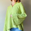 Coldwater Creek Funky  Lime Green Textured Flare Sleeve Quarter Zip Flowy Sweater Photo 6