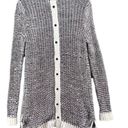 BKE  Buckle Cardigan Womens XS Black Cream Knit Open Flyaway Sweater Western Photo 3