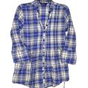 Miley Cyrus Blue, Black, Red, White Plaid Button Adj Sleeve Shirt w Tie In Back Women L Photo 0