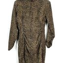 ZARA Corduroy Animal Print Leopard Long Sleeve Ruched Bodycon Dress Small S Photo 0