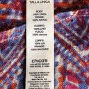 CHICO'S Phoebe Poncho Colorful Sheer Linen ONE SIZE w Beaded Fringe Pink Purple Size M Photo 5