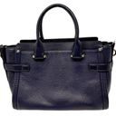 Coach  Pebbled Leather Swagger 27 Navy Blue Gold Satchel Top Handle Purse Bag Photo 3