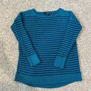a.n.a A New Approach Teal and Navy Knit Striped Sweater Size Petite Small Photo 0