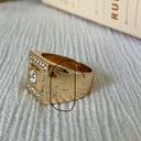 Gold Square Signet Rhinestone Glam Ring “Vicenza” Chunky Statement Classic Femme Jewelry Photo 6