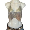 superdown h:ours Chainmail Cowl Halter Top Silver SMALL Metallic Festival Club Rave NEW Photo 3