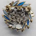 Vintage Blue , Green, & Silver Floral Brooch Photo 2