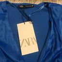 ZARA New with tags Blue  Satin Effects Belted dress. Photo 6