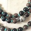 Coldwater Creek  triple strand wood bead and turquoise necklace Photo 8