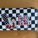 Betty Boop  3-Way Double Zip Around Wallet, Wristlet, Crossbody, Black, White Photo 14